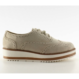 Mokasyny zamszowe na wysokiej podeszwie brązowe