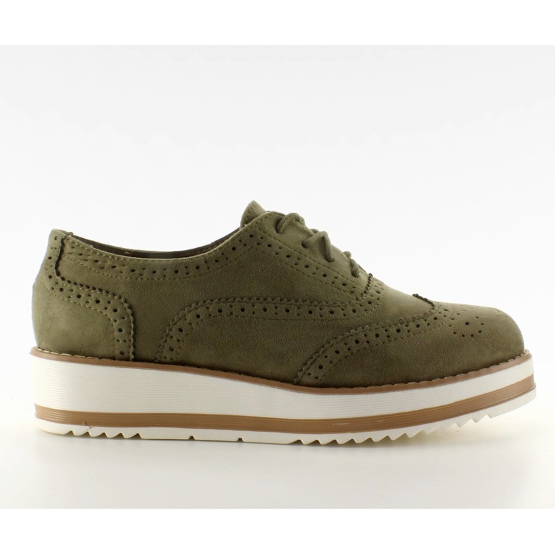 Mokasyny zamszowe na wysokiej podeszwie T256 Green zielone