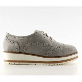 Mokasyny zamszowe na wysokiej podeszwie szare