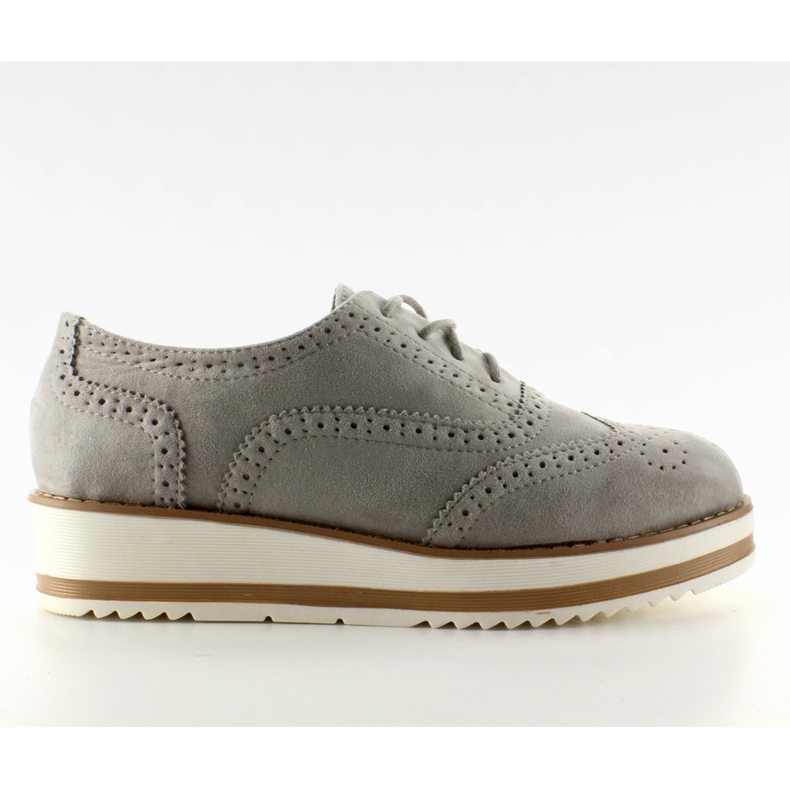 Mokasyny zamszowe na wysokiej podeszwie szare