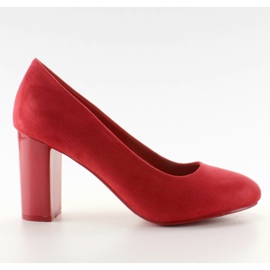 Zamszowe czółenka na słupku M265 Red czerwone