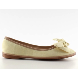 Zamszowe balerinki z kokardką SK26 Yellow żółte