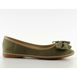 Zamszowe balerinki z kokardką SK26 Green zielone