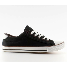 Trampki damskie licowe wykończenie black czarne