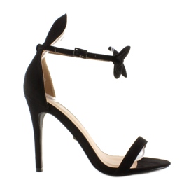 Sandałki na szpilce z uszkami ZJ-15P Black czarne