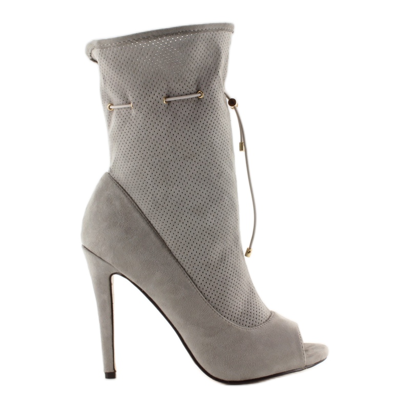 Ażurowe botki open toe SY15 Grey szare