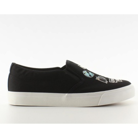 Trampki slip-on z haftami NB102P Black czarne
