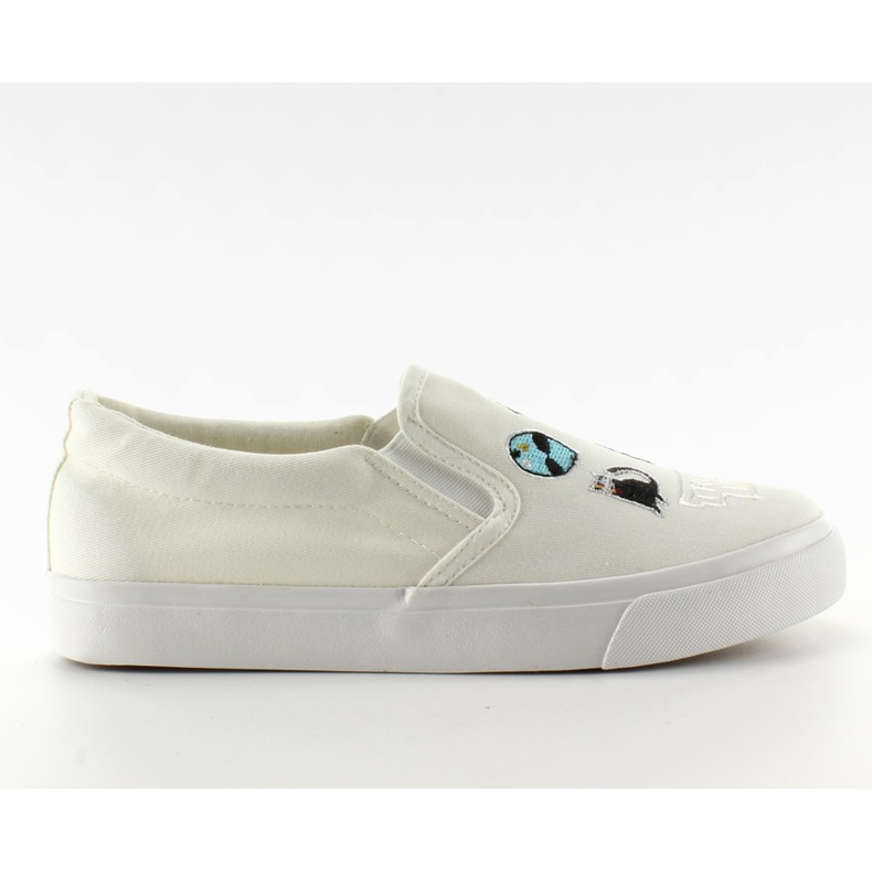 Trampki slip-on z haftami NB102P White białe