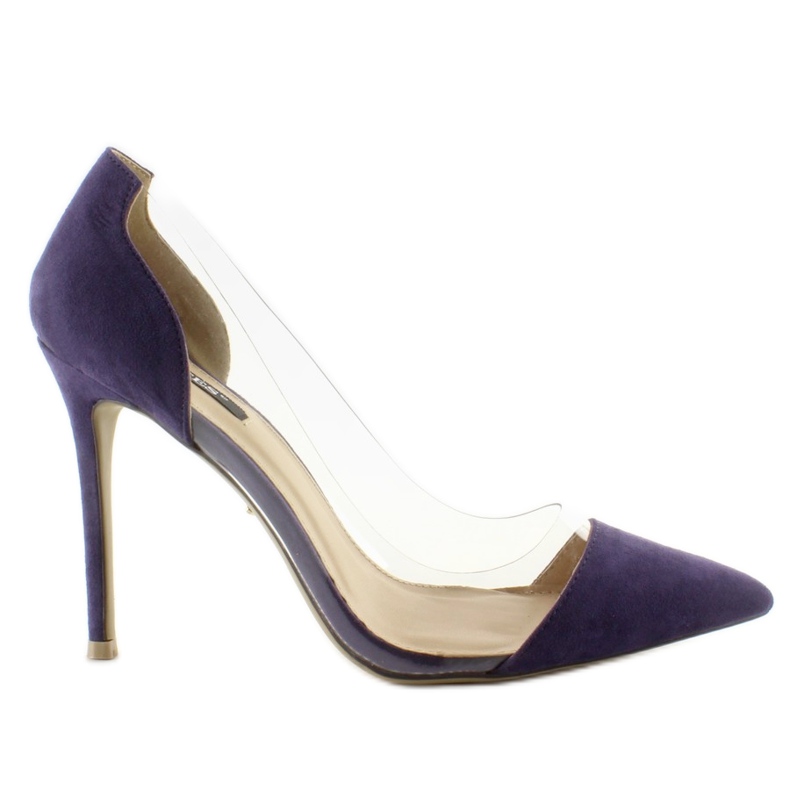 Szpilki Z Transparentnymi Bokami 5049 Purpl fioletowe