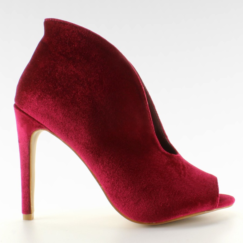 Aksamitne czółenka botki 8751 Red czerwone