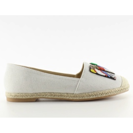 Espadryle z kolorowymi koralikami H8-58 White białe