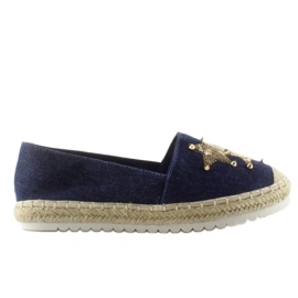 Płócienne espadryle z ćwiekami CV-353 Dk. Blue granatowe