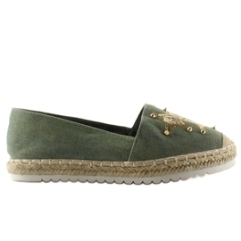 Płócienne espadryle z ćwiekami CV-353 Green zielone