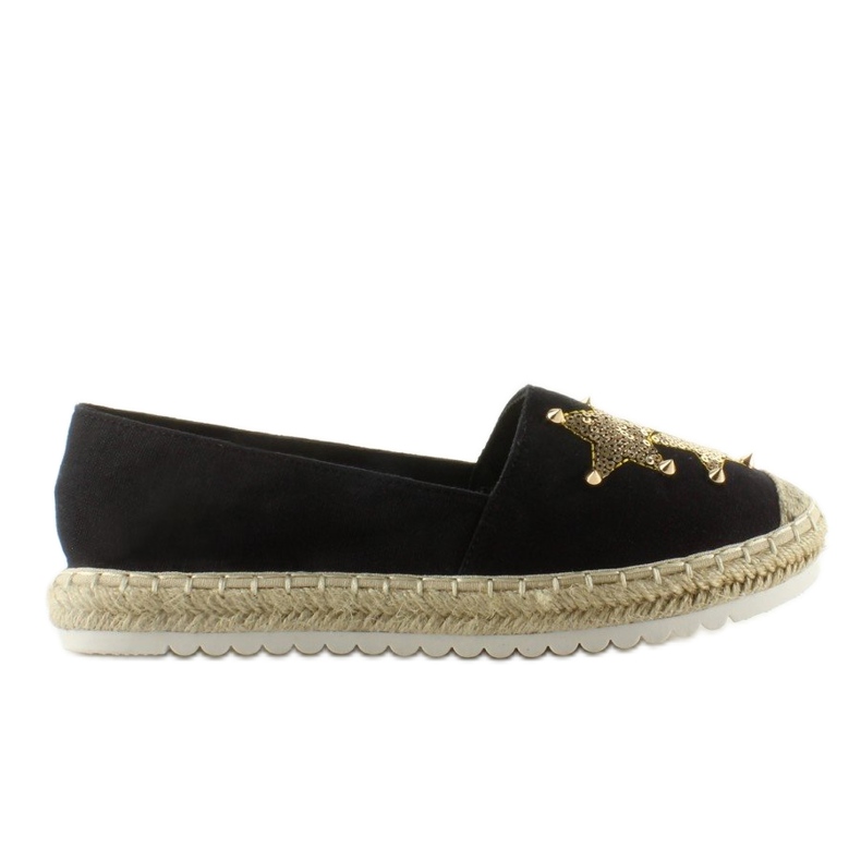 Płócienne espadryle z ćwiekami CV-353 Black czarne