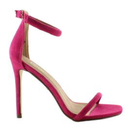Sandałki na szpilce LE021 purple różowe