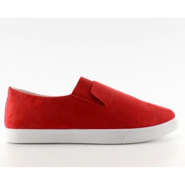 Zamszowe slipony z guma BL91P red czerwone