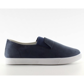 Zamszowe slipony z guma BL91P navy granatowe