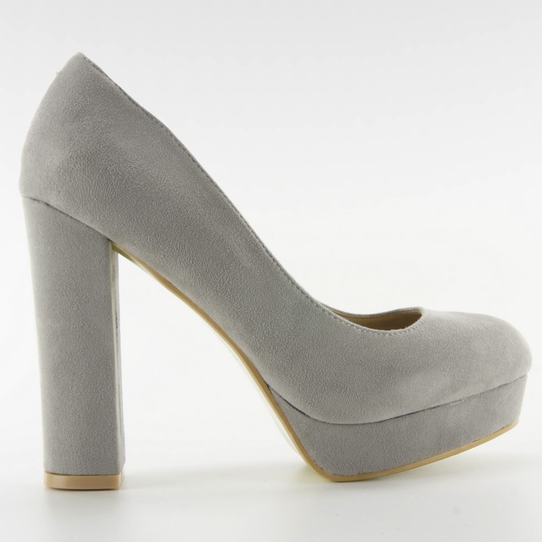 Czółenka na słupku i platformie 6086 Grey szare