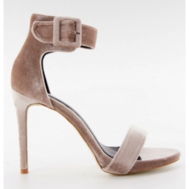 Aksamitne sandałki na szpilce M259 Pink wielokolorowe różowe