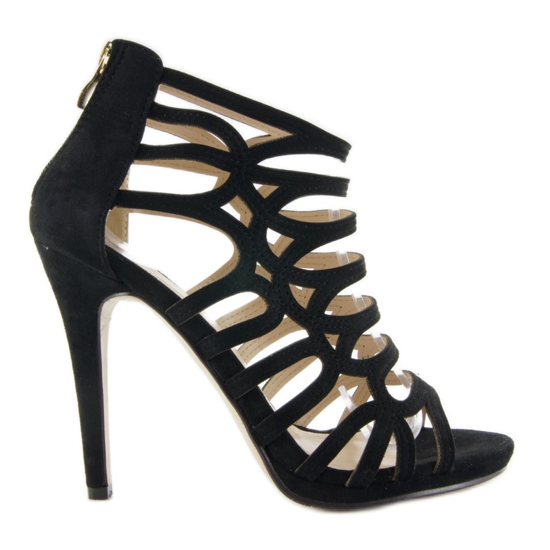 Sandałki botki na szpilce SY19 black czarne