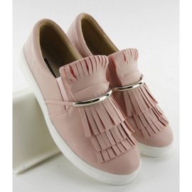 Slipony z frędzelkami 6074 pink różowe