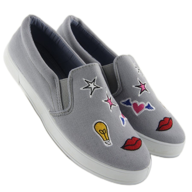 Slipony z naszywkami JX41P Grey szare
