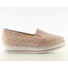 Slipony na wysokiej podeszwie 6068 Pink różowe