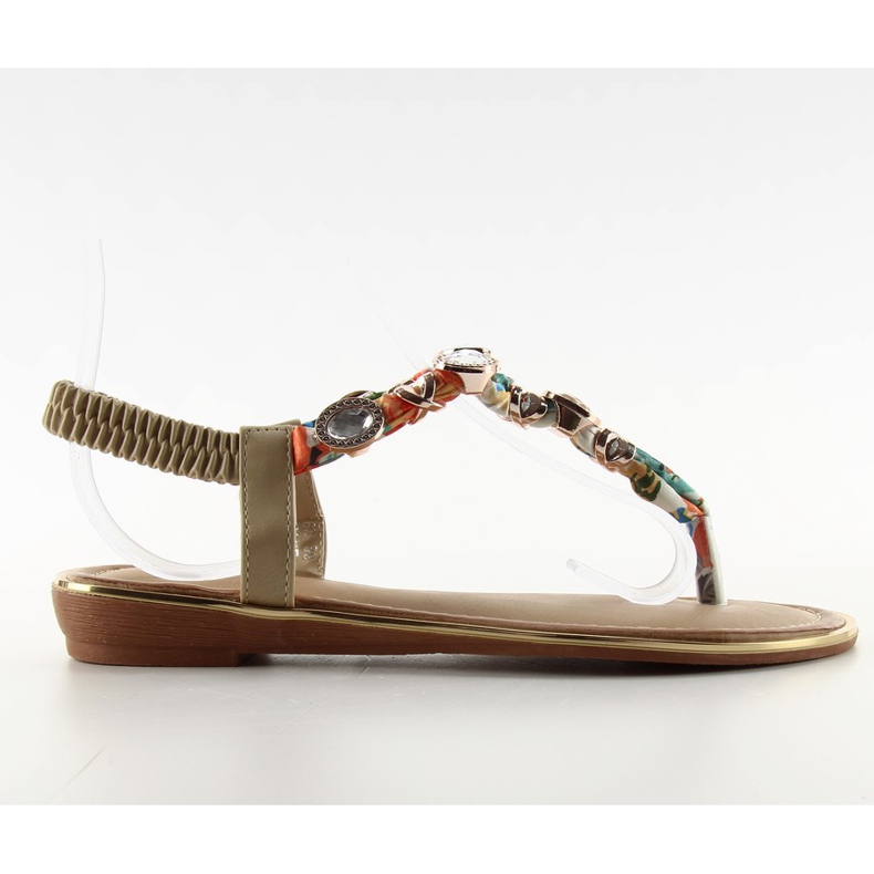 Sandałki japonki z kamieniami C63 beige białe brązowe niebieskie pomarańczowe