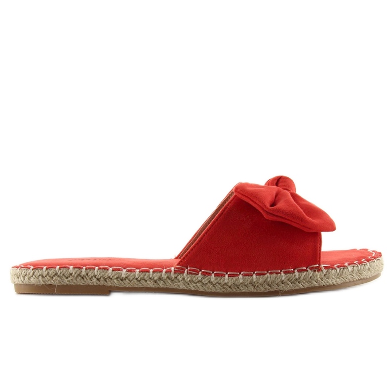 Klapki espadryle z kokardką LL-66 orange pomarańczowe