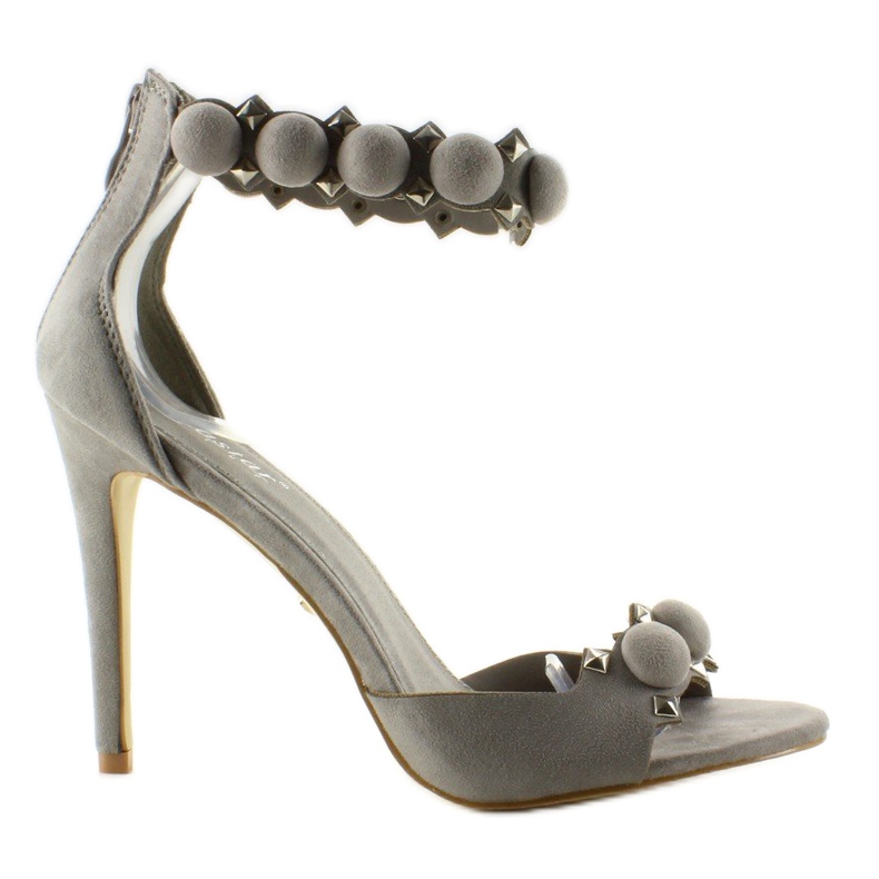 Sandałki na szpilce Funny balls LE022 Grey szare