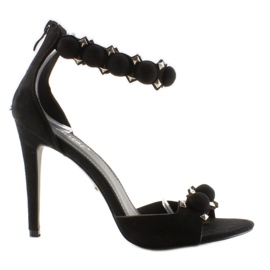 Sandałki na szpilce Funny balls LE022 Black czarne
