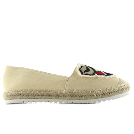 Espadryle Z Naszywkami Usta F169-28 Beige beżowy