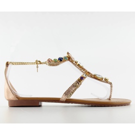 Sandałki z łańcuszkiem przy kostce JH37 Pink różowe