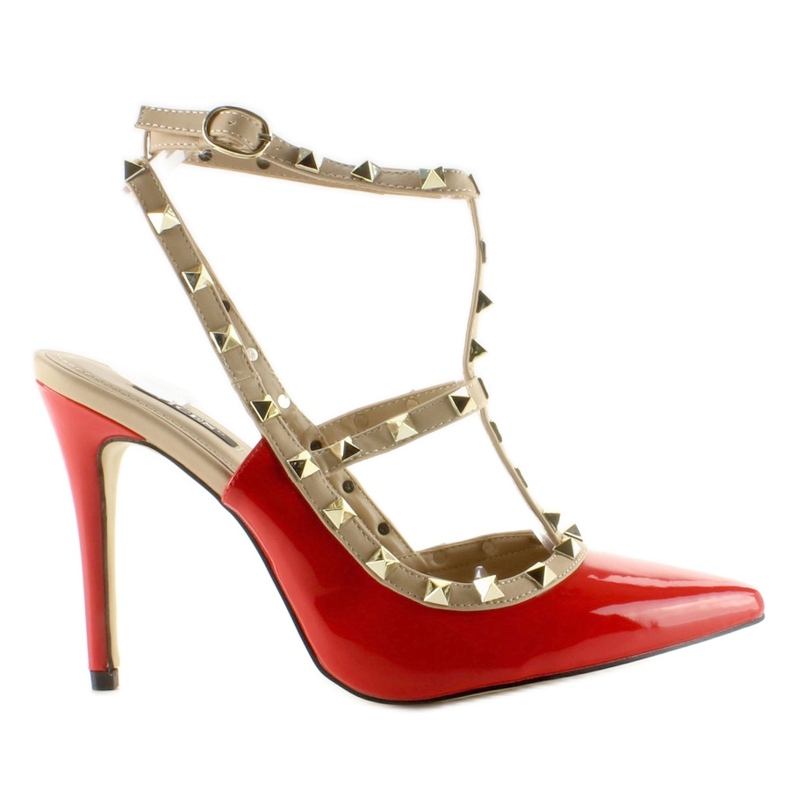 Szpilki z ćwiekami Valentina 1166 red czerwone