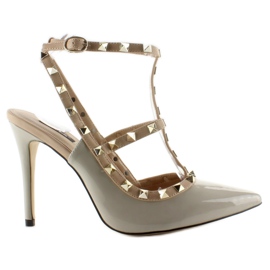 Szpilki z ćwiekami Valentina 1166 grey szare