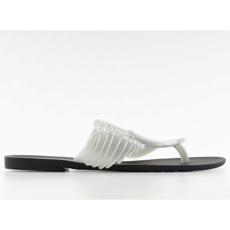 Klapki meliski Flying heart KM116 BLACK/SILVER białe