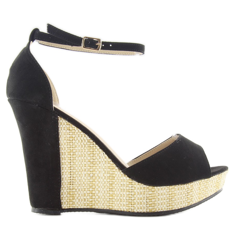 Sandałki na wyjątkowym koturnie 028 black czarne