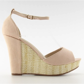 Sandałki na wyjątkowym koturnie 028 pink różowe