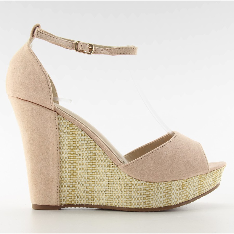 Sandałki na wyjątkowym koturnie 028 pink różowe