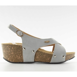 Sandałki na korkowej podeszwie L. grey szare