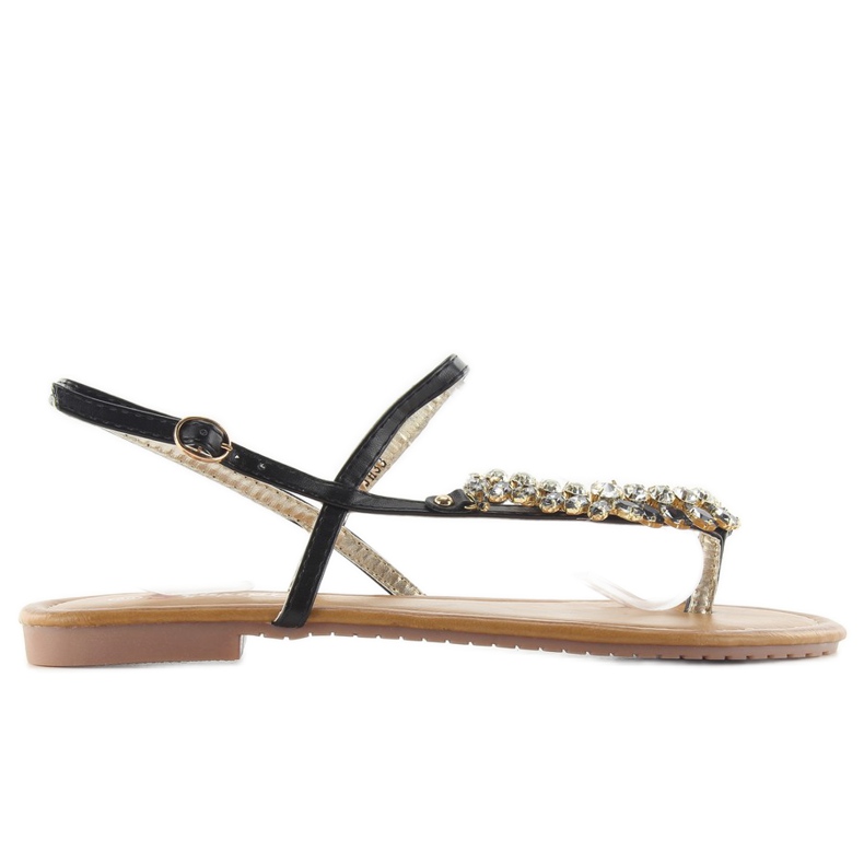 Eleganckie sandałki z kamieniami jh33 black czarne