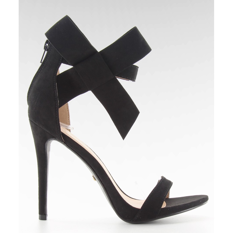 Sandałki na szpilce z kokardką black czarne