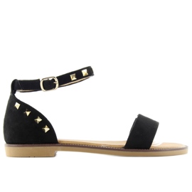 Sandałki z ćwiekami na kostce s51 black czarne