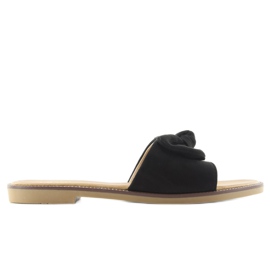 Klapki damskie z kokardką S52 black czarne