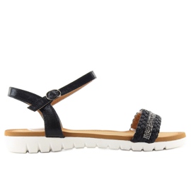 Sandałki z metalicznym połyskiem black czarne