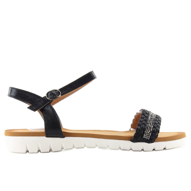 Sandałki z metalicznym połyskiem black czarne