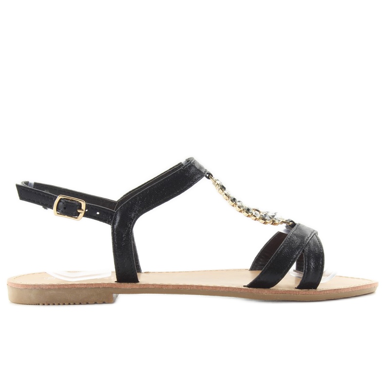 Sandałki z ozdobnymi kamieniami black czarne