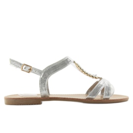 Sandałki z ozdobnymi kamieniami silver szare