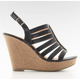 Sandały koturny FA77 Black czarne