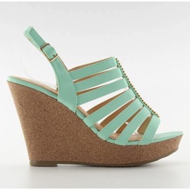 Sandały koturny FA77 Green zielone